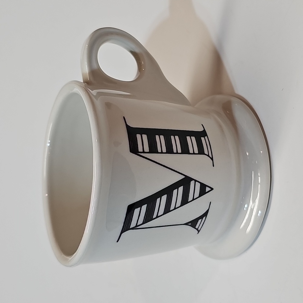 Anthropologie "M" Monogram Ceramic Tea Coffee Mug Cup